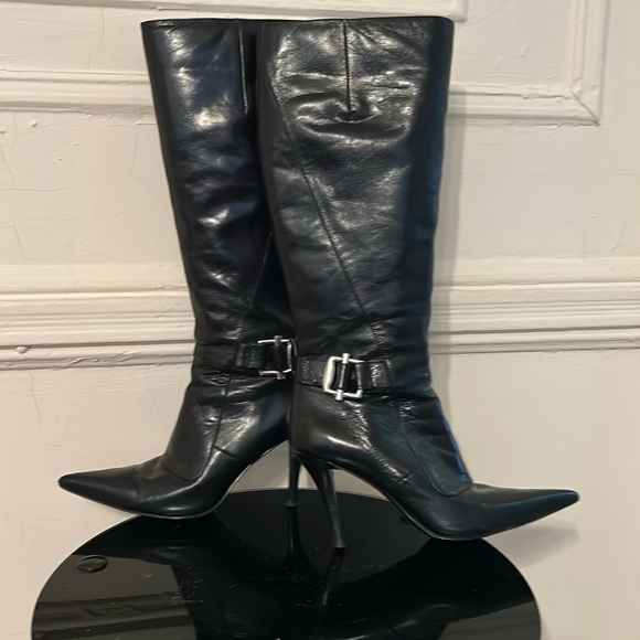 Bandolino Black Heeled Boots with Buckle Detail - Picture 1 of 4